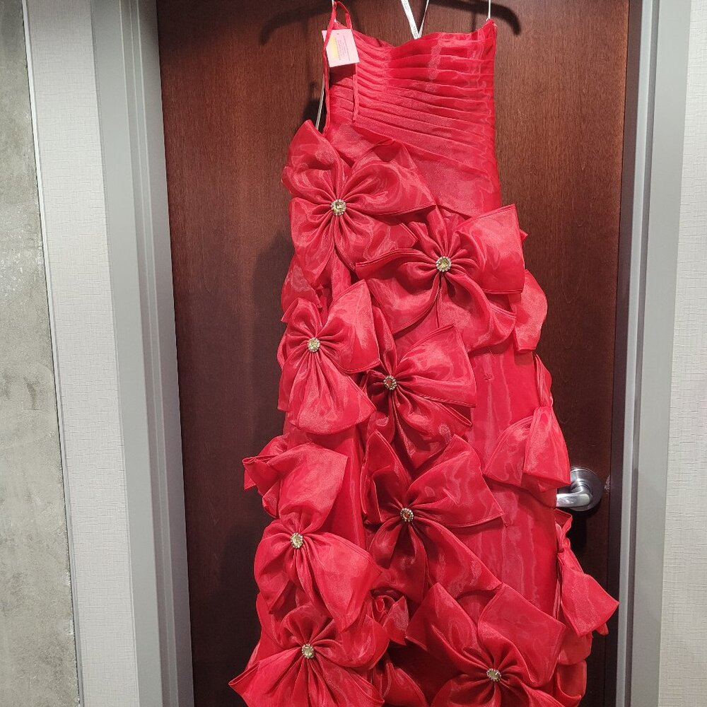 Precious Formals P154 Size 2 Red Prom Dress - Picture 7 of 10
